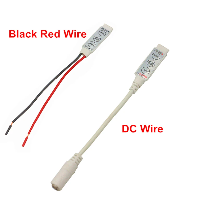 100pcs Mini 3Key RGB LED Controller DC 5V 12V 24V Mode/Speed/Bright/Color Adjustable LED Dimmer Black Red Wire / DC Wire