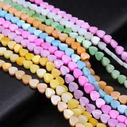 Natural Freshwater Shell Dyed Peach Heart Beads Mother of Pearl Shell Loose Spacer Bead for Jewelry Making DIY Necklace Bracelet