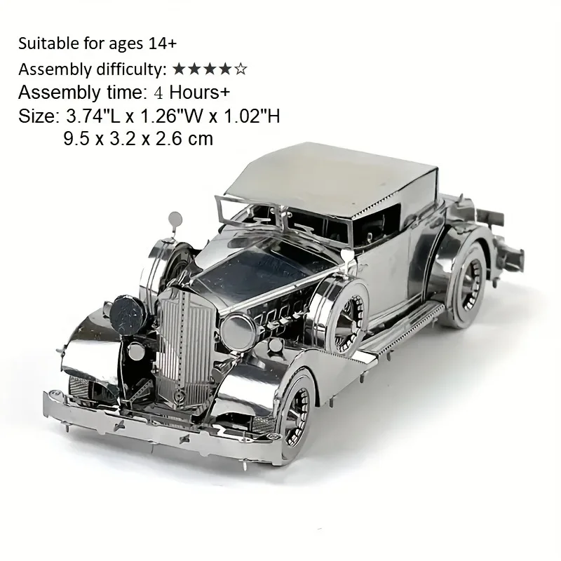 لغز معدني فضي/لون ثلاثي الأبعاد يمكنك صنعه بنفسك نموذج سيارة كلاسيكية ذات طابقين حافلة يدوية تجميع دراجة نارية لعبة ألغاز للأطفال هدية