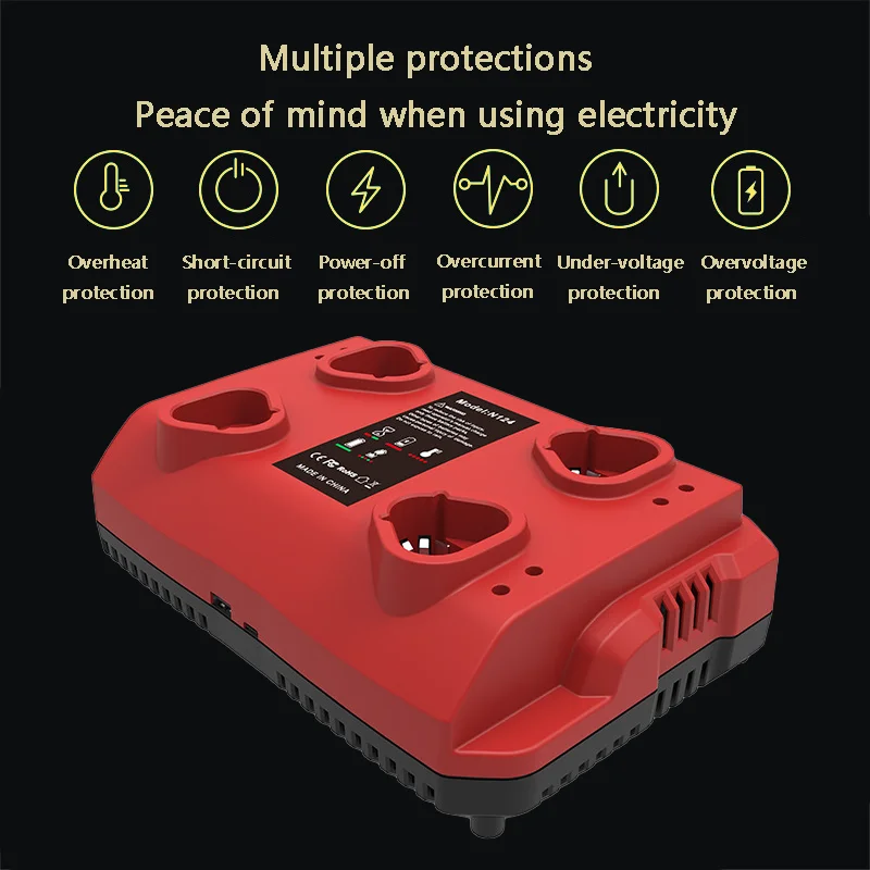Victpower Universal Fast Charger For Milwaukee Batteries 12V to 18V, Single/Dual/4-Bay Charger Station for Power Tools