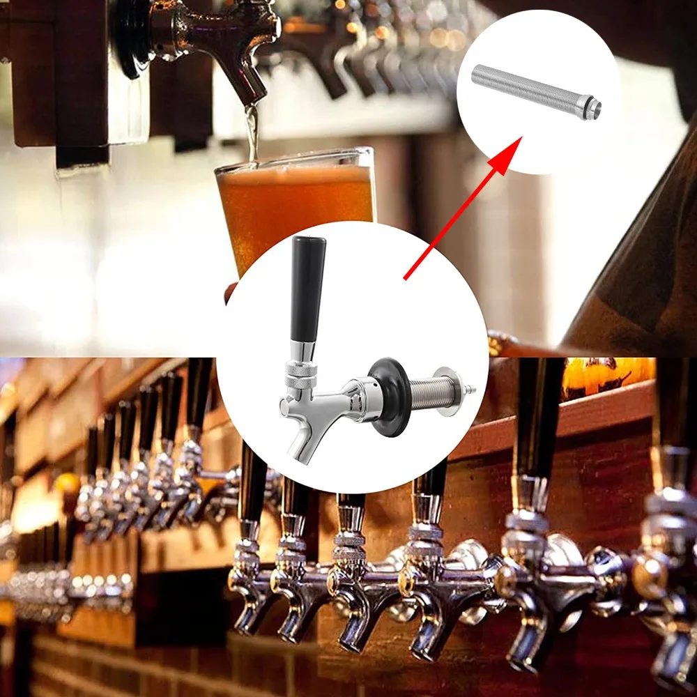 150mm Beer Tap Locking Flange Stainless Steel Adjustable Dispenser Draft Beer Dispenser G5/8 Thread Draft Beer Flange Rod