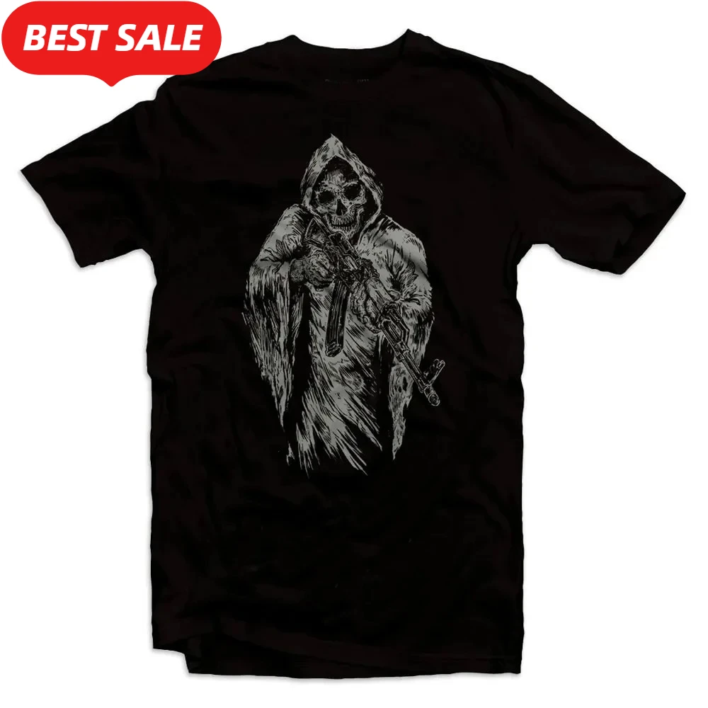AK-47 Grim Reaper Commando T-Shirt 100% Cotton O-Neck Summer Short Sleeve Casual Mens T-shirt Size S-3XL