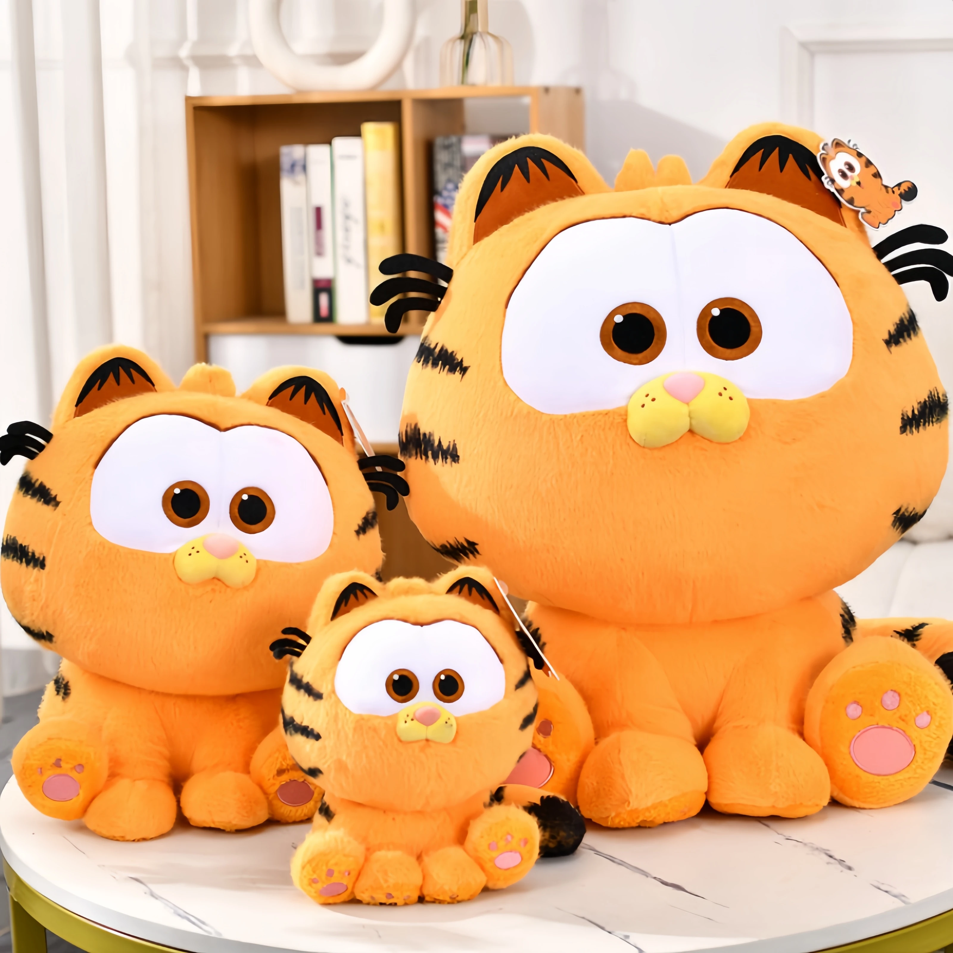 Garfield família pelúcia gato preguiçoso boneca de pelúcia anime simulação gatinho peluche kawaii brinquedos hobbies decoração para casa presentes de natal para crianças