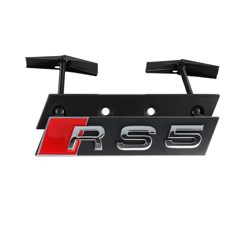 3D ABS Chrom Schwarz S Logo Kühlergrill-Emblem Aufkleber Auto Frontgrill-Abzeichen Dekoration für Audi RS3 RS4 RS5 RS6 RS7 S3 S4 S5 S6 S7 S8