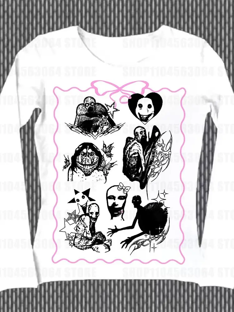 Y2k topo para mulher 2000s camisetas gráficas harajuku goth anime menina y2k kitty grunge roupas femininas emo gráfico camiseta