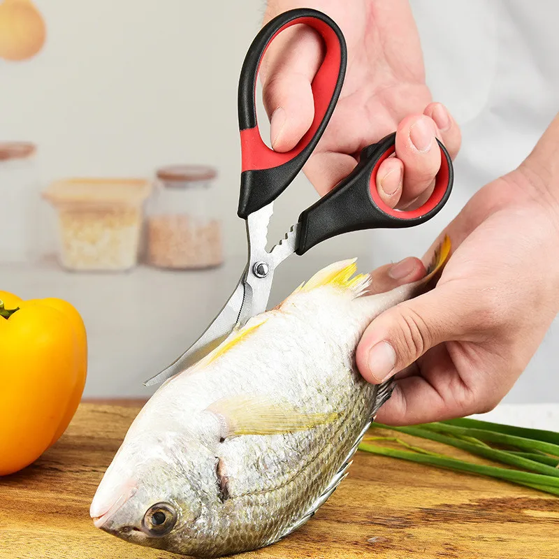 Heavy‑Duty Stainless Steel Kitchen Scissors Multifunctional Shears for Chicken Bone Fish Shrimp Peeling Household Kitchen Tool