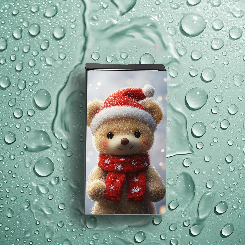 Slim Aluminum Cigarette Case Durable and Stylish Design, Perfect Gift for Men and Women,Christmas Teddy Bear Theme Option