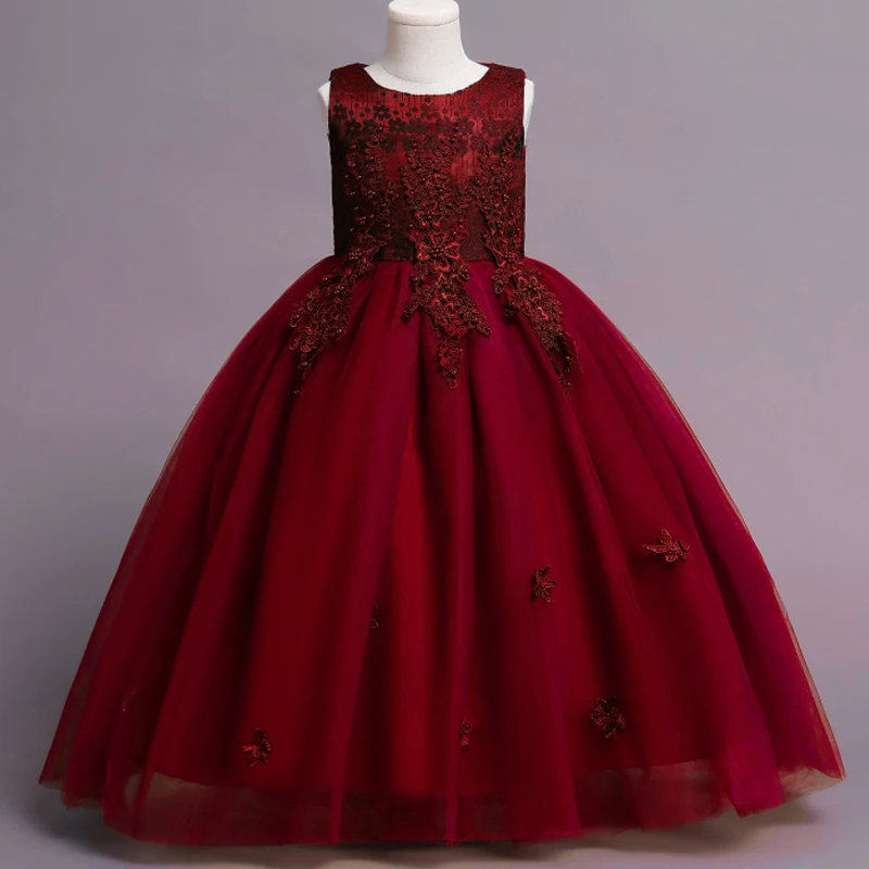 Mädchen Hochzeit Geburtstags feier Kinder Kleidung Mädchen Prinzessin Kleid ärmellose bestickte Pailletten Kleid Weihnachts feier Kleid