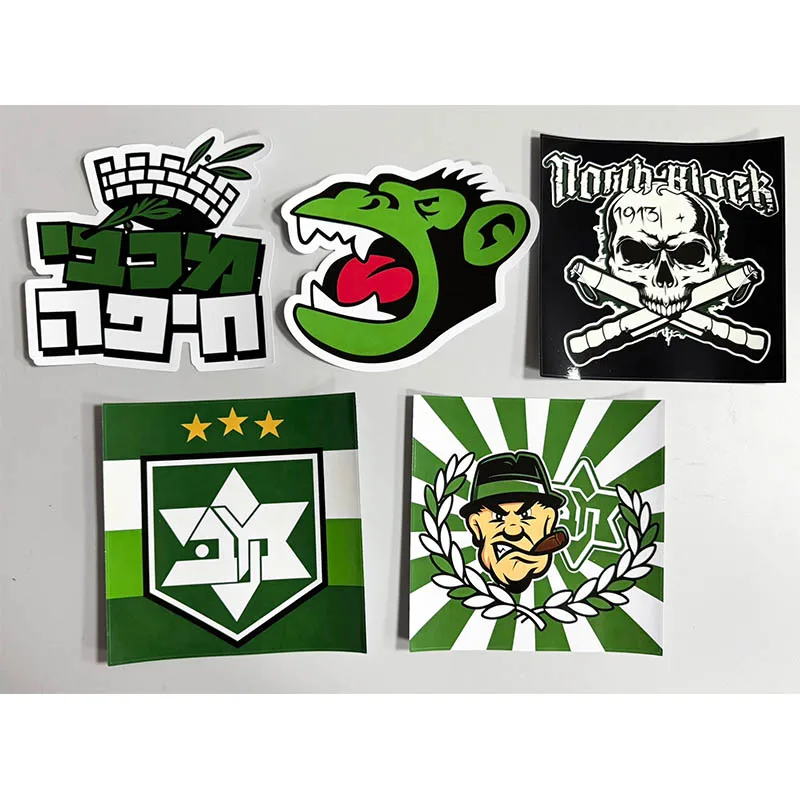 9 types Special shape Haifa Green Apes On Tour Monkey MHFC Maccabi Decoration Stikers for Bag Cup Wall Fridge