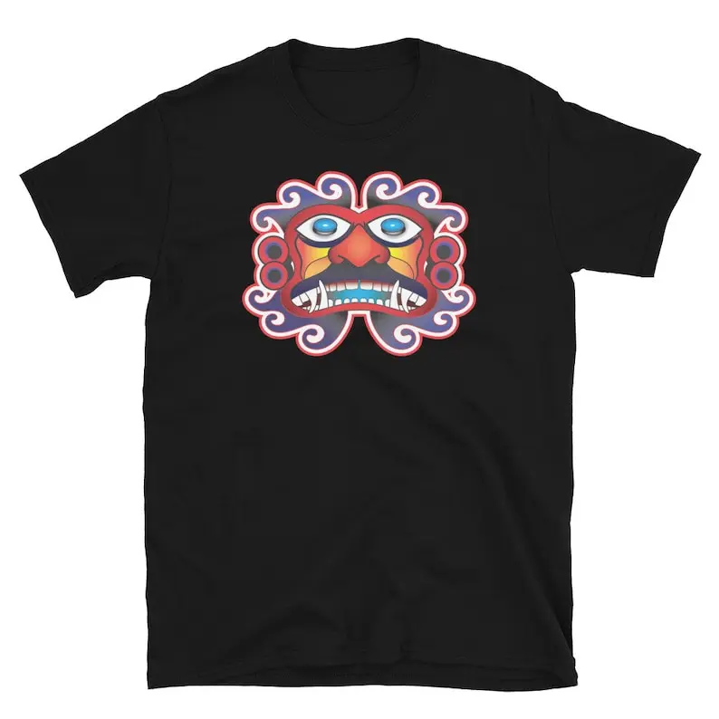 T-shirt à manches courtes et col rond pour hommes et femmes, coupe régulière, visage de Dieu du soleil maya aztèque, t-shirts décontractés