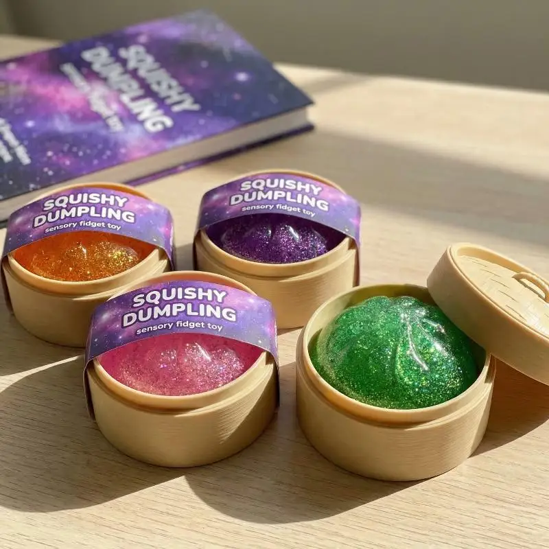 **Colorful Dumpling Squeeze Ball Glitter Fidget Stress Toy For Kids Adult Stress Relief Home Office Entertainment