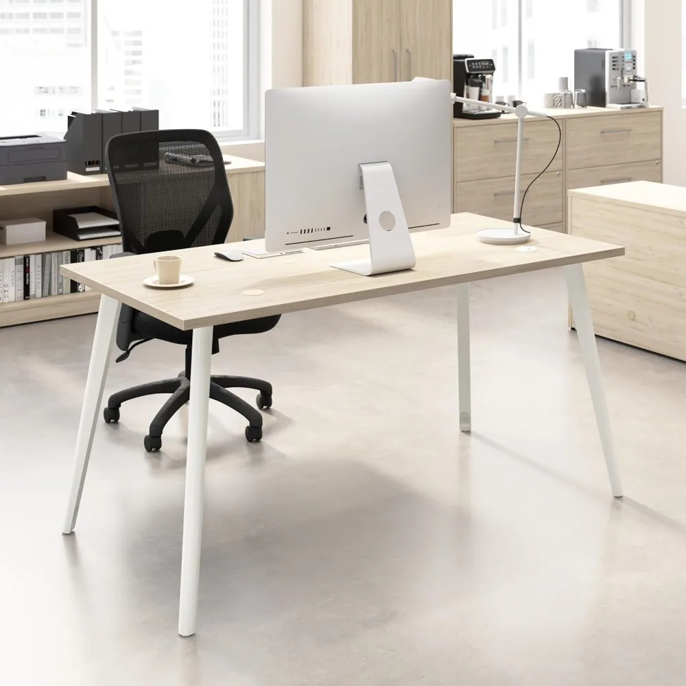 

Furniture Computer Desk, 60 Inch PC Table for Home Office, Commercial-Grade with Splayed Metal Legs