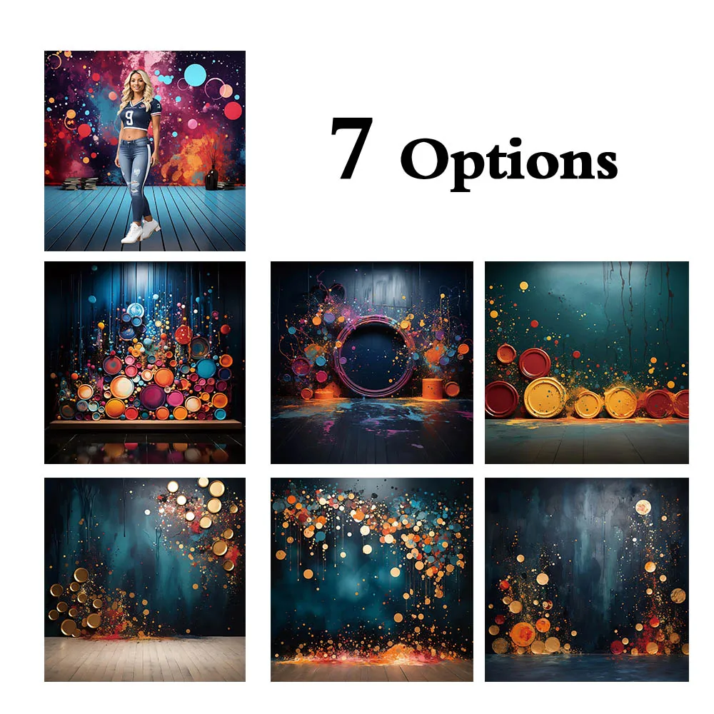 

Mehofond Artistic Splattered Circle Backdrops for Kids Birthday Party Colorful Watercolor Grunge Wall Decor Photocall Background