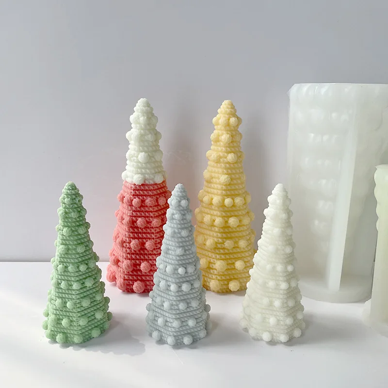 

Knitted Ball Christmas Tree Candle Silicone Mold Handmade Cute Gypsum Ornaments Resin Mould Fondant Cake Decor Baking Supplies