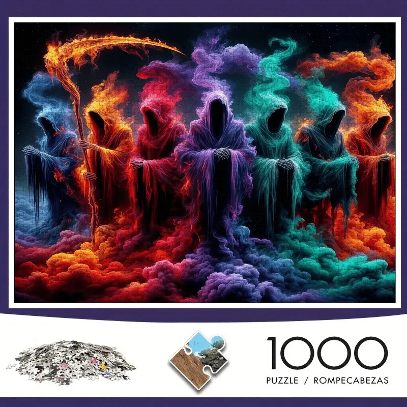 

1000-детальный красочный блестящий пазл для всей семьи - средний уровень сложности, в портативной прямоугольной коробке