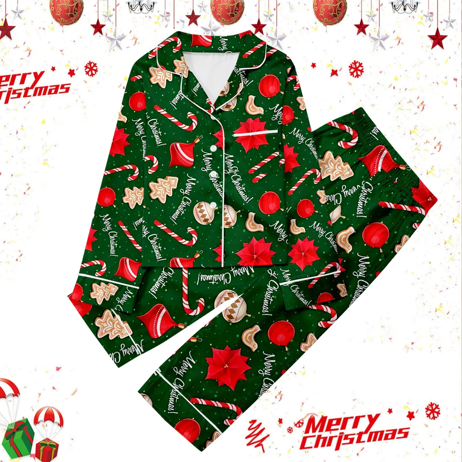 

Kids Christmas Pattern Print Pajamas Sets Baby Shirt Pants Loungewear Suit For Children Long Sleeve Button 2Pcs Boy Girl Pyjamas