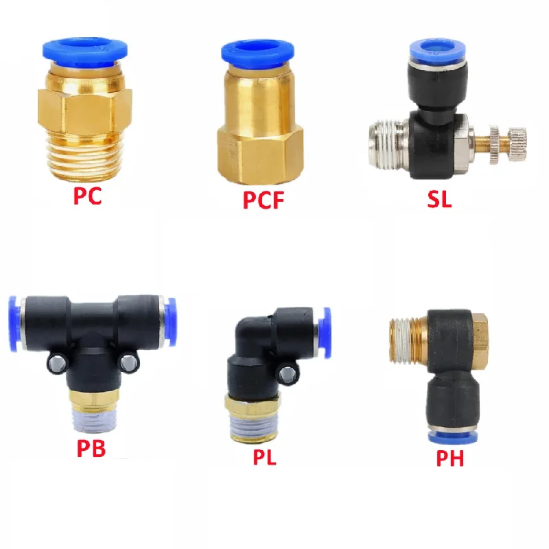 Pneumatic Push In Fittings PC PCF PL PB SL PH Air Hose Quick Connectors 4 6 8 10 12mm Air Tube OD M5 1/8 1/4 3/8 1/2 Male Thread