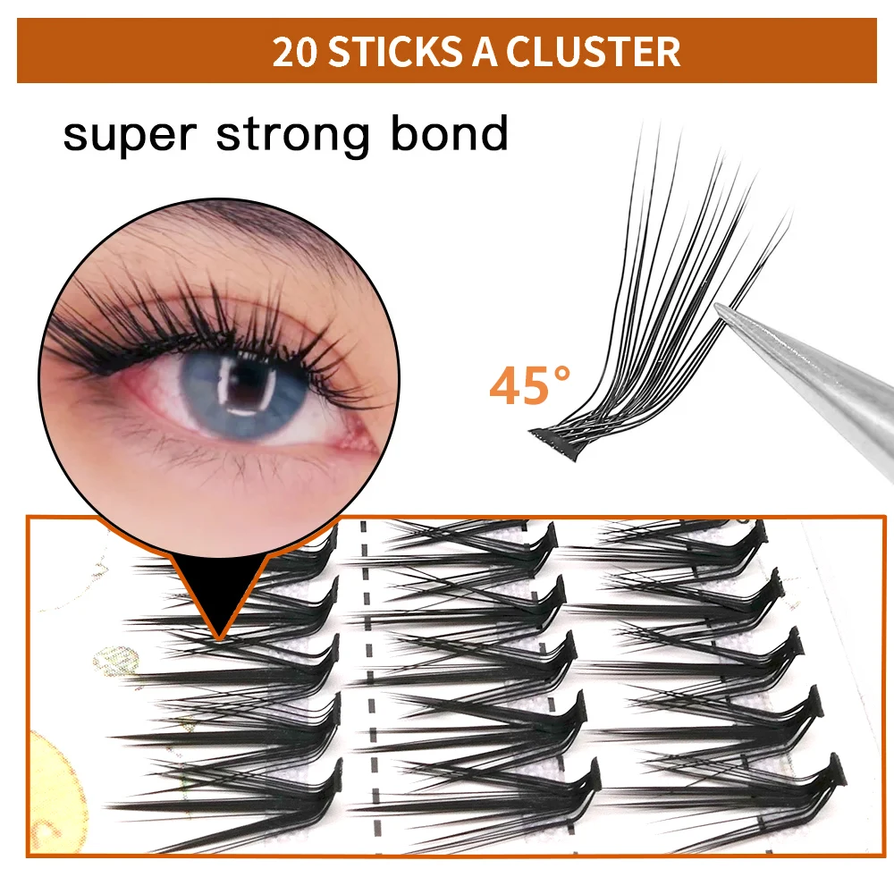 Cluster Lashes 20D L Curl 1box/60 Individual Eyelash Natural Eyelash extension 3D Russia Makeup Tools Lashes Faux Mink