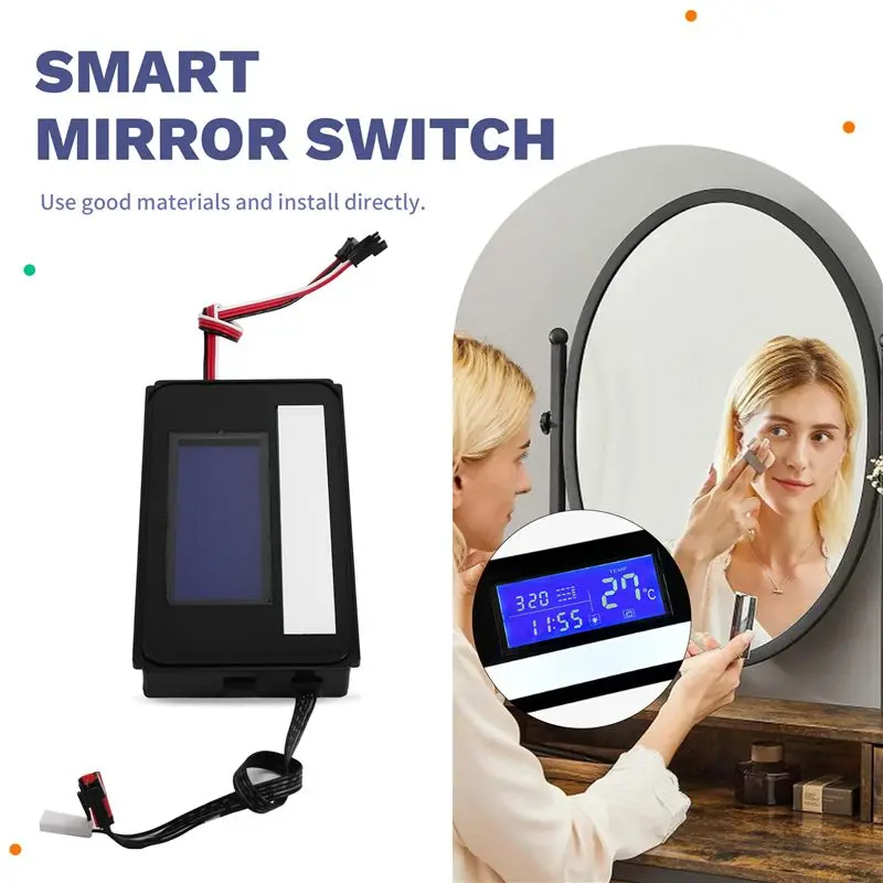 AB42-K3014AF LED Mirror With Touch Switch Featuring Time And Temperature Display System For Bathroom Cabinet Sideboard Mounting