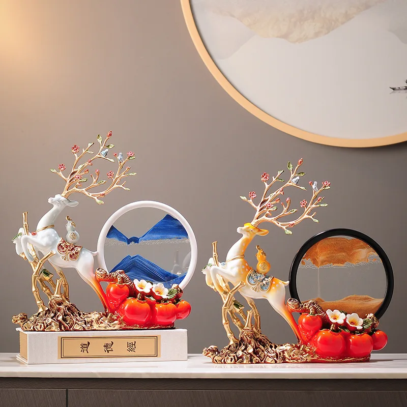 

Creative Quicksand Painting Hourglass Deer Ornament Everything Wishes Persimmon Home Furnishing Living Room Entrance