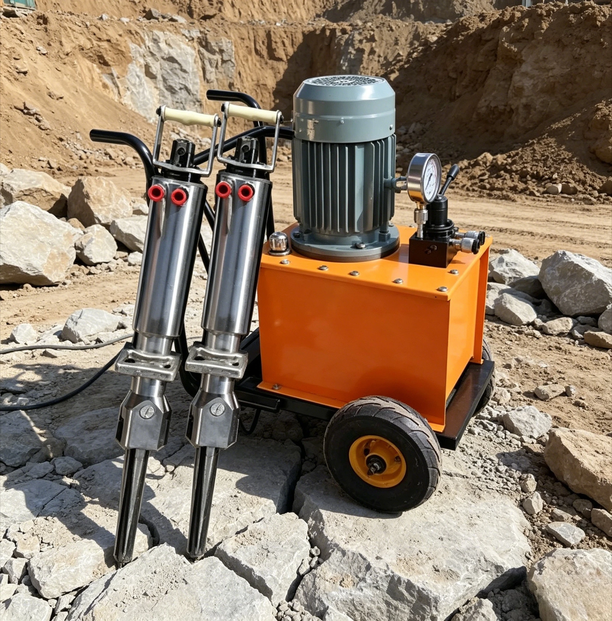 Customized Diesel Rock Splitter 450mm Wedge Length 800T Force Mining Gun Hydraulic Rock Splitter for Coal Mining Operations