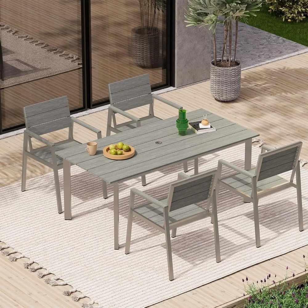 

Outdoor Dining Set for 4, Patio Table and Chairs Sets with Umbrella Hole, 5 Pieces Outdoors Furniture Sets ,Outdoor Dining Set