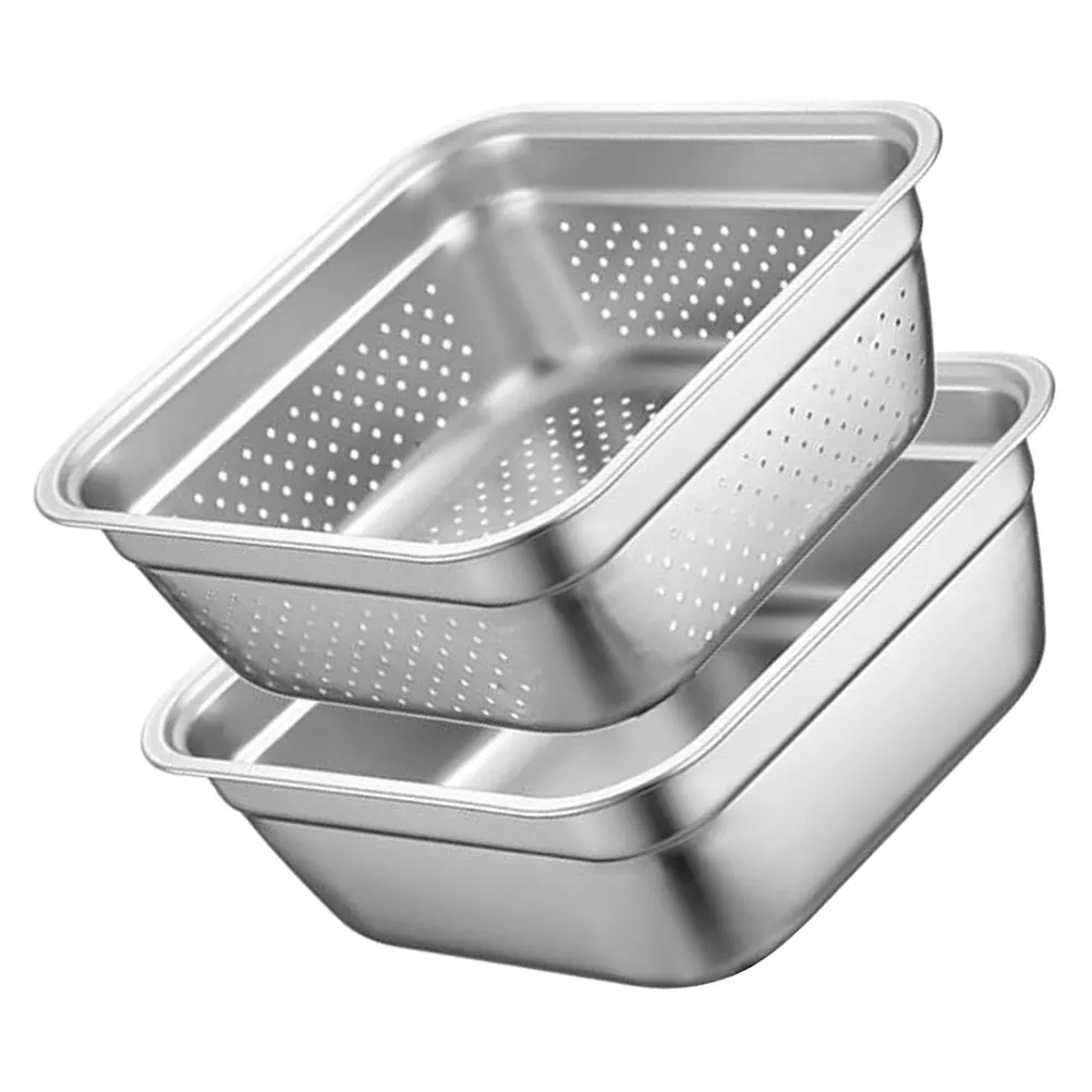 

1 set Stainless Steel Colander 24cm Strainer Basket Kitchen Sink Drainer Fine Mesh Rice Washer Fruit Vegetable Food Strainer