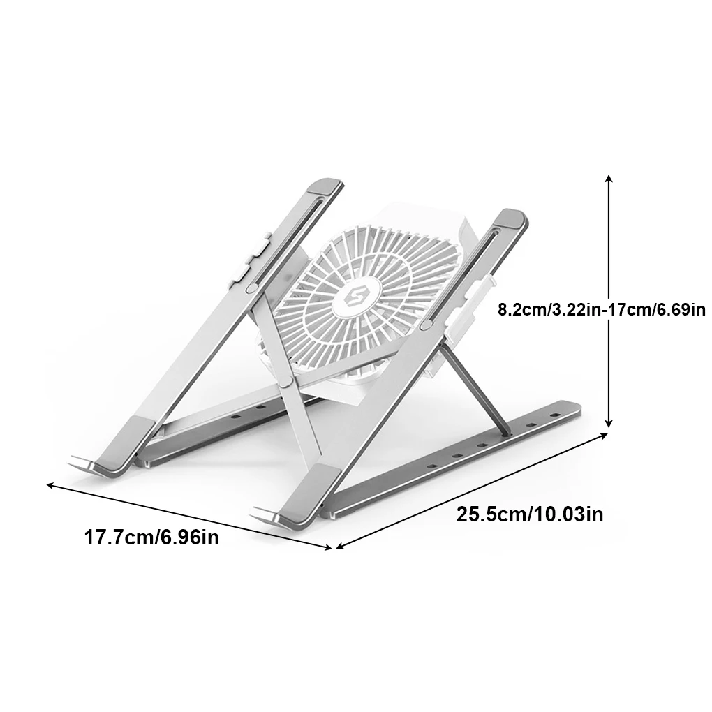 Laptop Cooling Stand Notebook Computer Adjustable Non-slip Holder with Fan Foldable Portable Stand, Grey