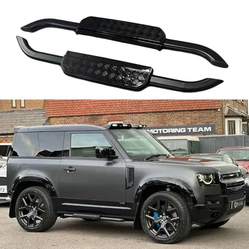 FTAPACCE 2PCS Side Steps Running Boards Nerf Bars Fits Land Rover Defender 90 2 Door L663 2020-2025 Black with Anti-Skid Rubber