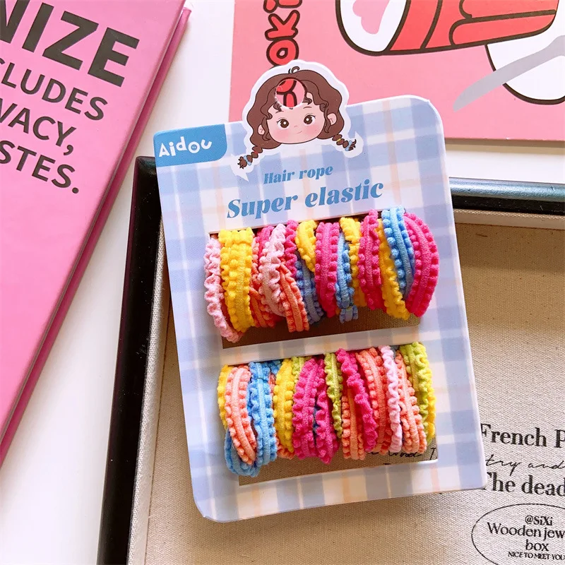 Children's Color Thumb Noodle Hair Band Square Card with Rubber Band, New Small Circle Does Not Hurt The Hair.