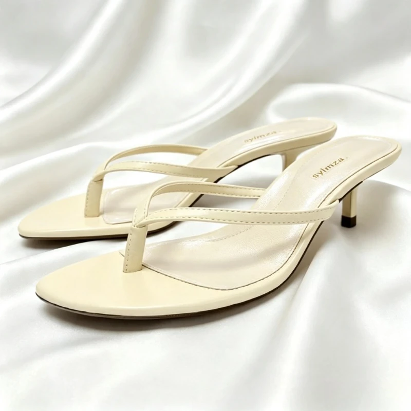 Sexy Open-toe Kitten-heel Sandals Women Fashion Round-toe Slide Sandals Light Comfortable Flip Flops for Ladies Sandalias Mujer