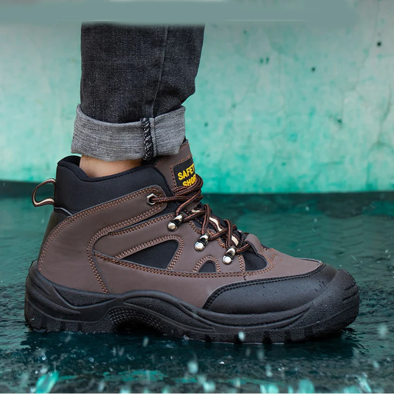 Men Steel Toe Work Safety Shoes Anti-smash  Anti-Punctur Ankle Boots Breathable Casual Sneaker Prevent Piercing Protective Boots