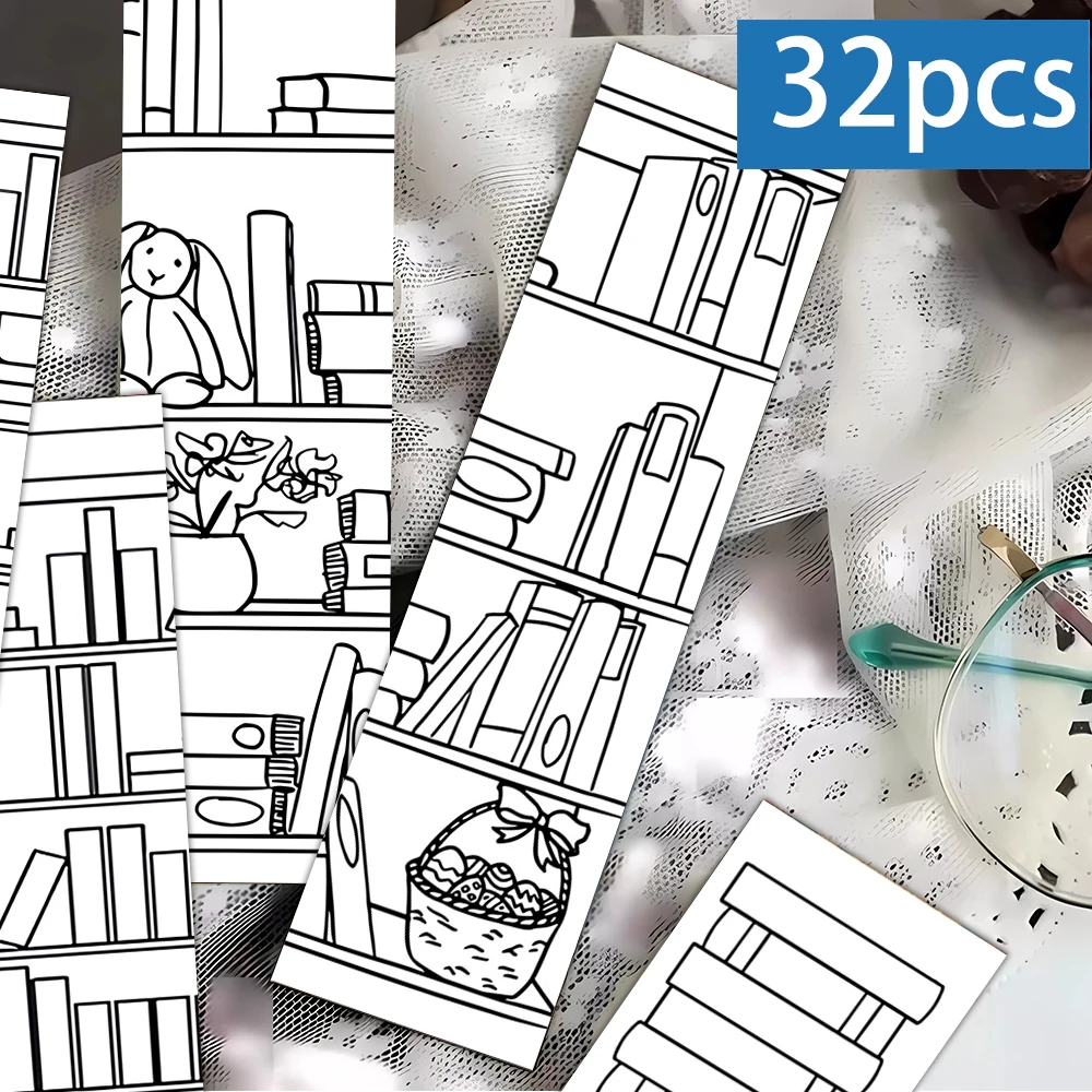 32pcs, Coloring Book Bookmarks, Suitable for Back-to-School Season, Christmas, Halloween, Teachers, Readers, and Birthdays.