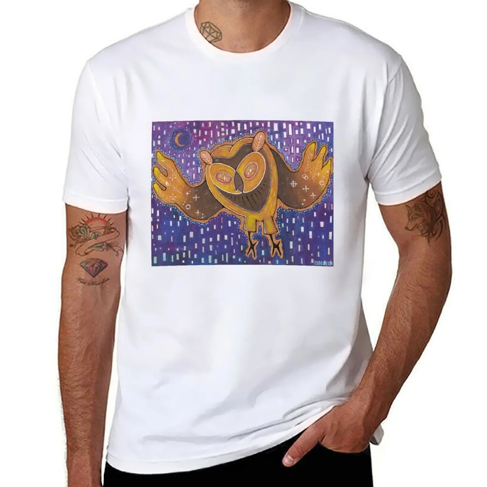 

Cosmic Owl T-Shirt cotton t shirts man 100% g man t shirts for men T-Shirt