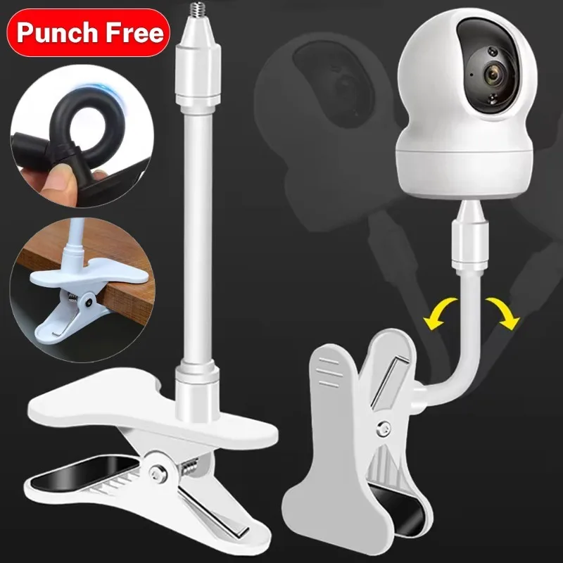 

No Punching Baby Monitor Clip Mount Portable Webcam Stand Mounting Support for Home Office Flexible Twist Monitors Camera Holder