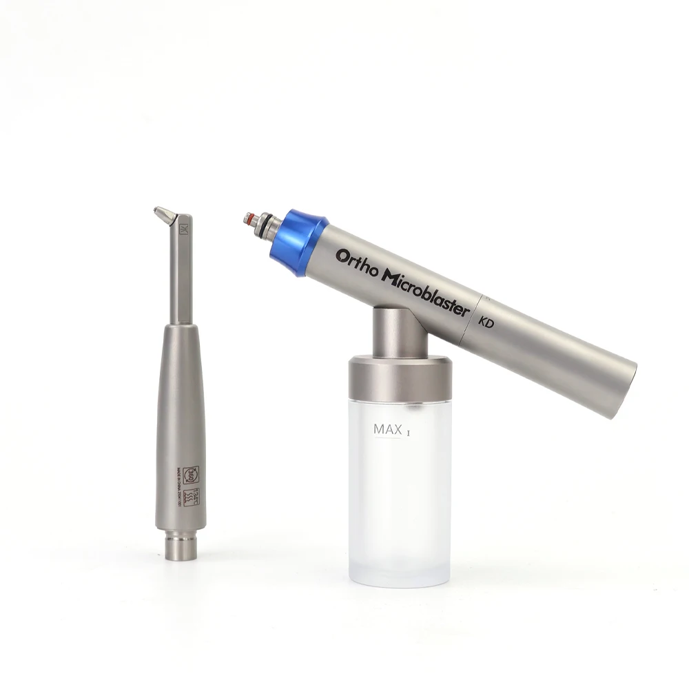 Pistola de alúmina microblaster, jato de areia de óxido de alumínio dental 2 em 1 com spray de água interno, polidor de ar adequado para acoplamento kv