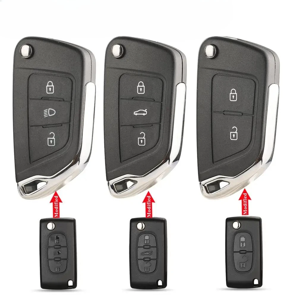 

jingyuqin For Peugeot 107 207 307 407 306 308 408 508 3008 4008 Partner CE0523 CE0536 Modified Filp Remote Car Key Shell Case