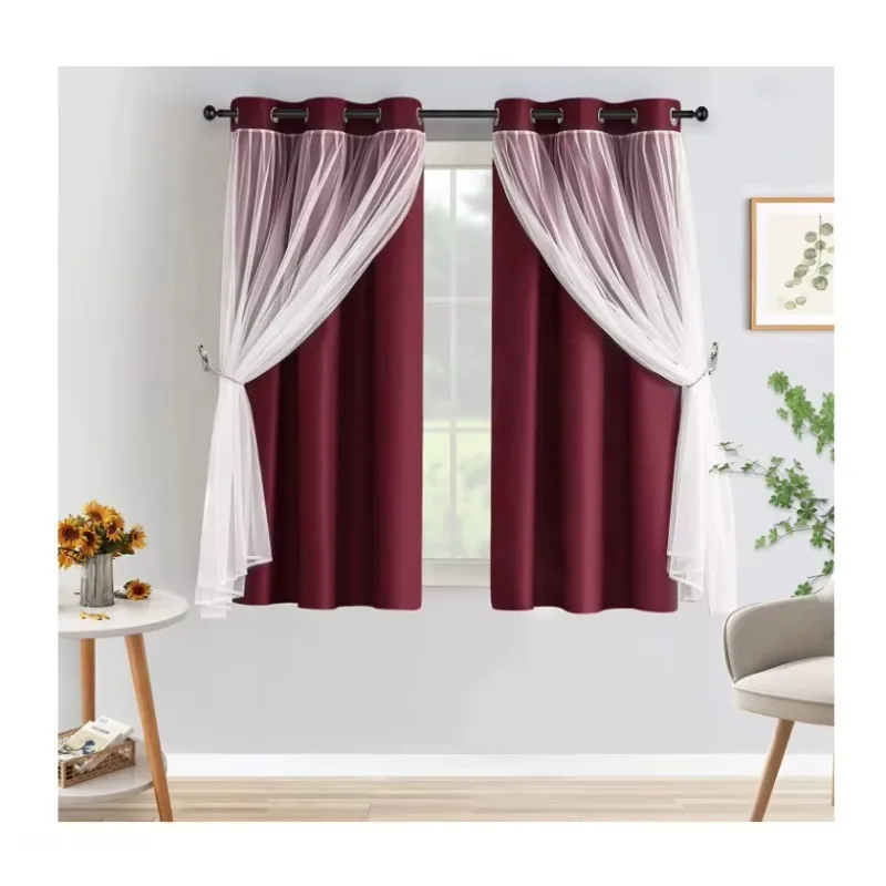 Christmas Design Floral Printed  Window Curtain for Living Room Curtain Design New Model for Round Windows