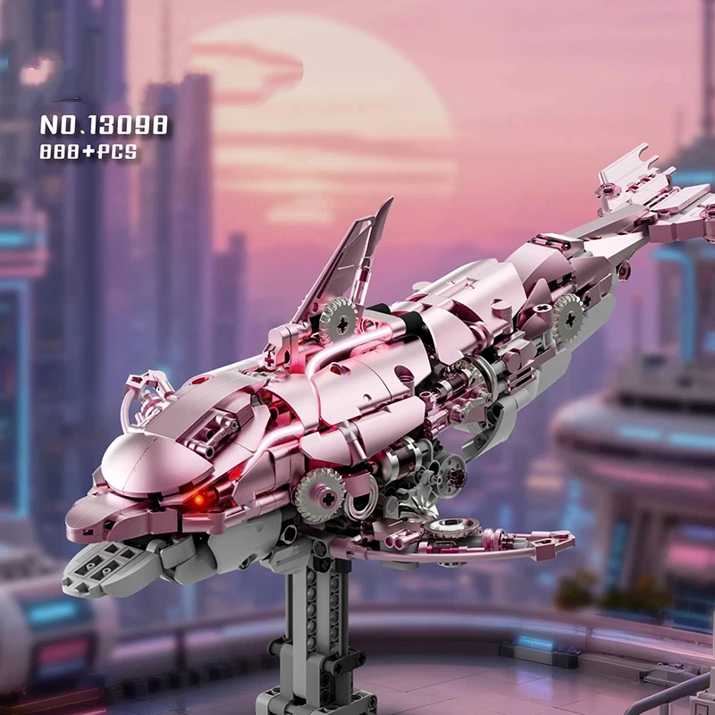 MOC التقنية الميكانيكية مخلوق بحري اللبنات LED دولفين نموذج سطح المكتب زخرفة الطوب لعبة تعليمية للأطفال هدية #4