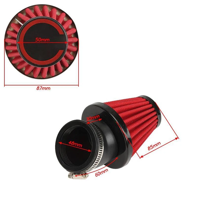 48mm Universal Motorcycle  Cold Air Inlet Intake Tapered Filter Cleaner