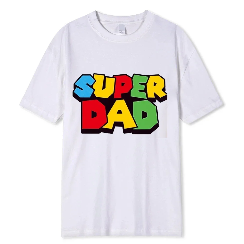 2024 New Super Dad Summer Cotton T-Shirt Super Dad Men\'s And Women\'s T Shirt Father\'s Day Gift Family Couple Outfit Love Shirt