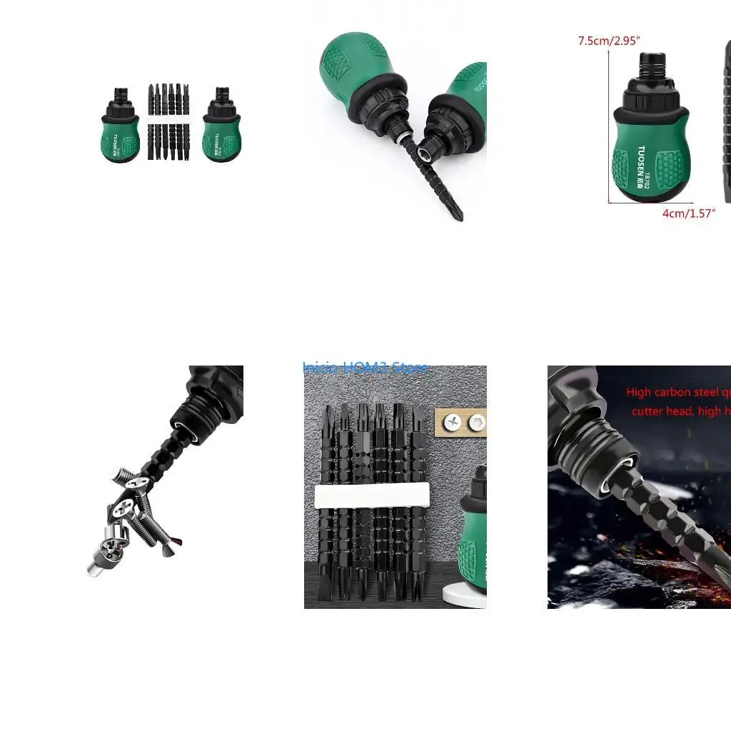 A5YD Dual for Head Ratchet Screwdriver Set Durable Screwdriver Heads Combina