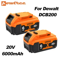 Powtree 3000/6000mAh 18V/20V for Dewalt Power Tool Battery for DCB180 DCB181 DCB182 DCB201 DCB201-2 DCB200 DCB200-2 DCB204-2