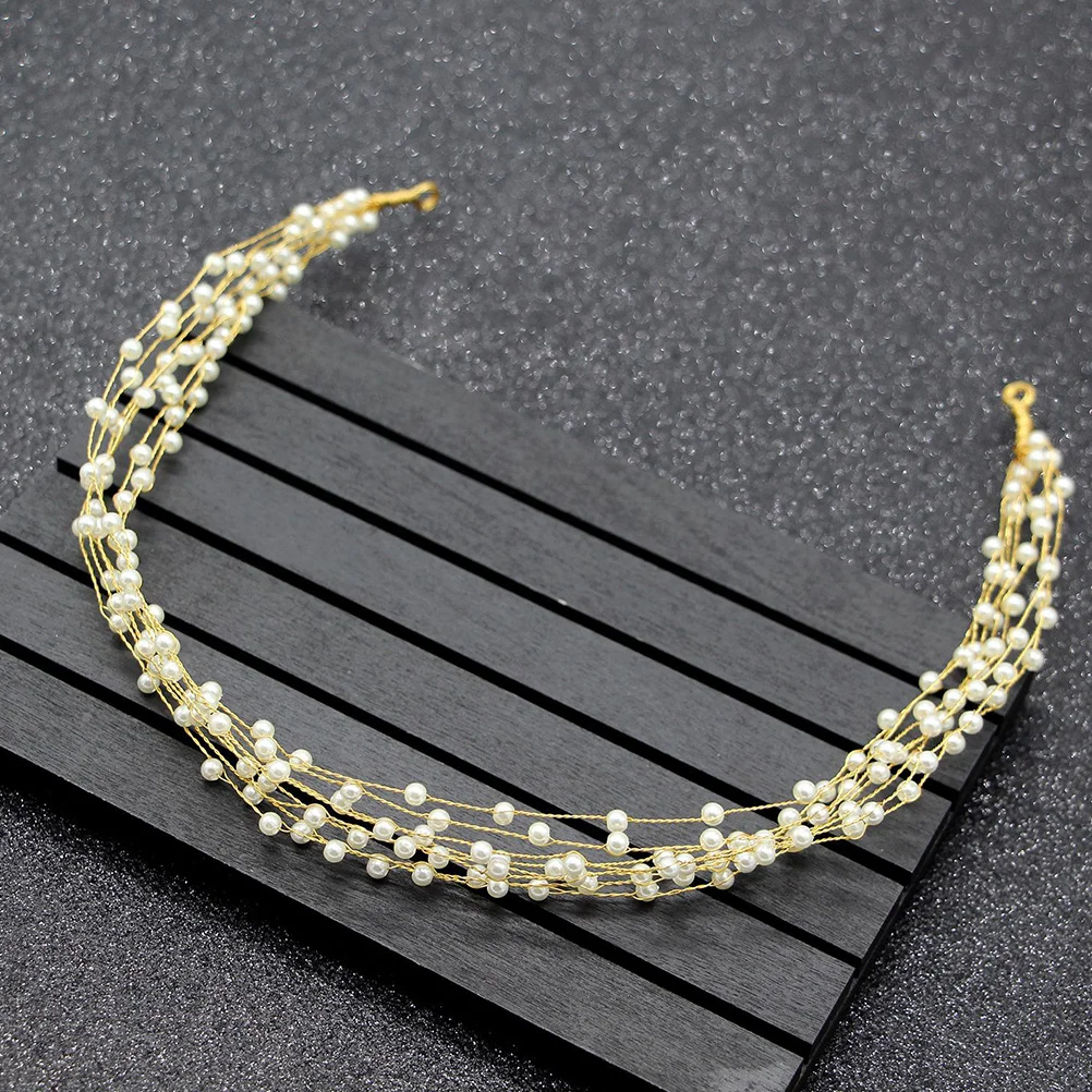 

Multiple Layer Pearl Wedding Headband Classic Elegant Bridal Hair Accessories for Women Girls Special Events Pearl Headband