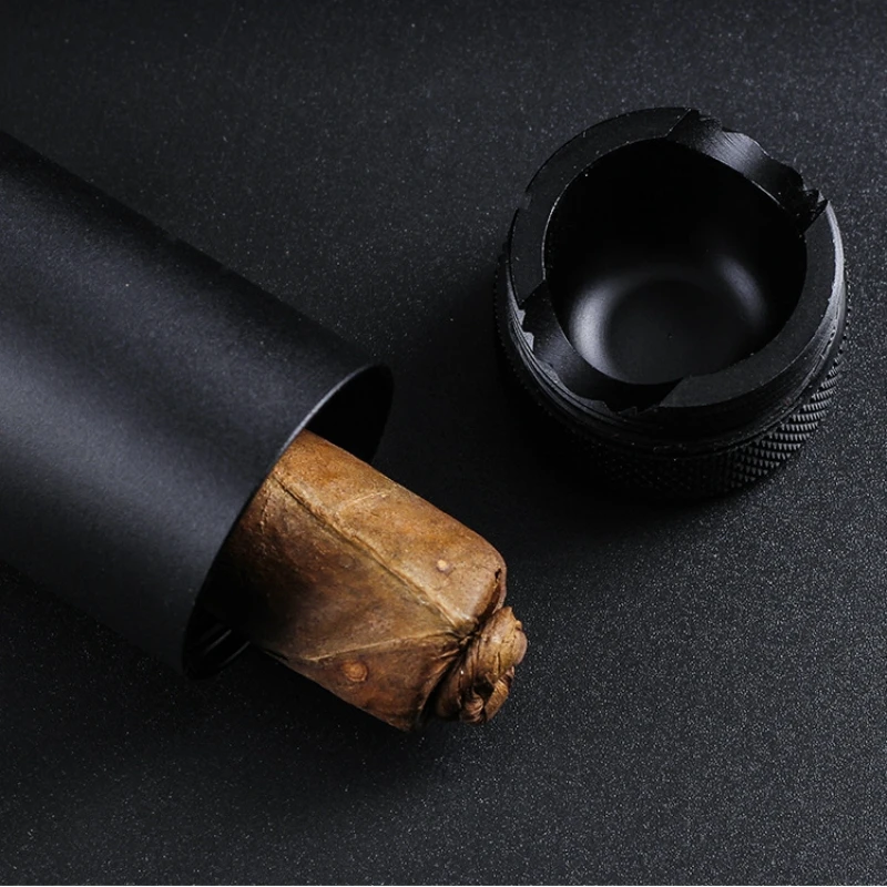 Black Zinc alloy Big Size Humidor Cigar Tube Storage Moisture-proof Cigar Case Smoking Accessories