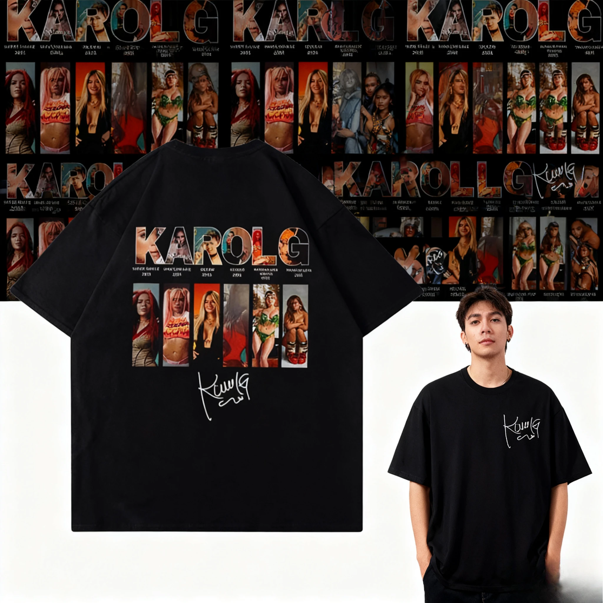 

2025-26 Summer Karol G Merch Tropicoqueta 100% Cotton Printed T-shirt for Men Women Hiphop Streetwear Oversized Tops Breathable