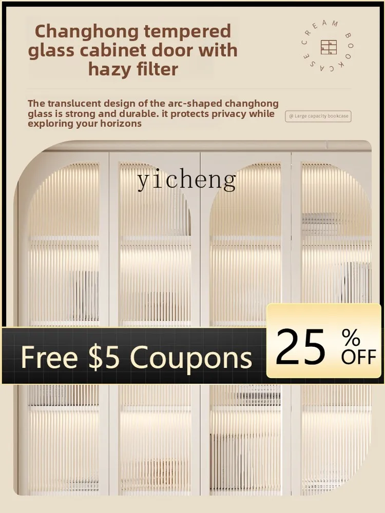 

GZ Living Room Converted into Bedroom Bookcase Integrated Top-to-Top Glass Bookshelf Storage Display Cabinet