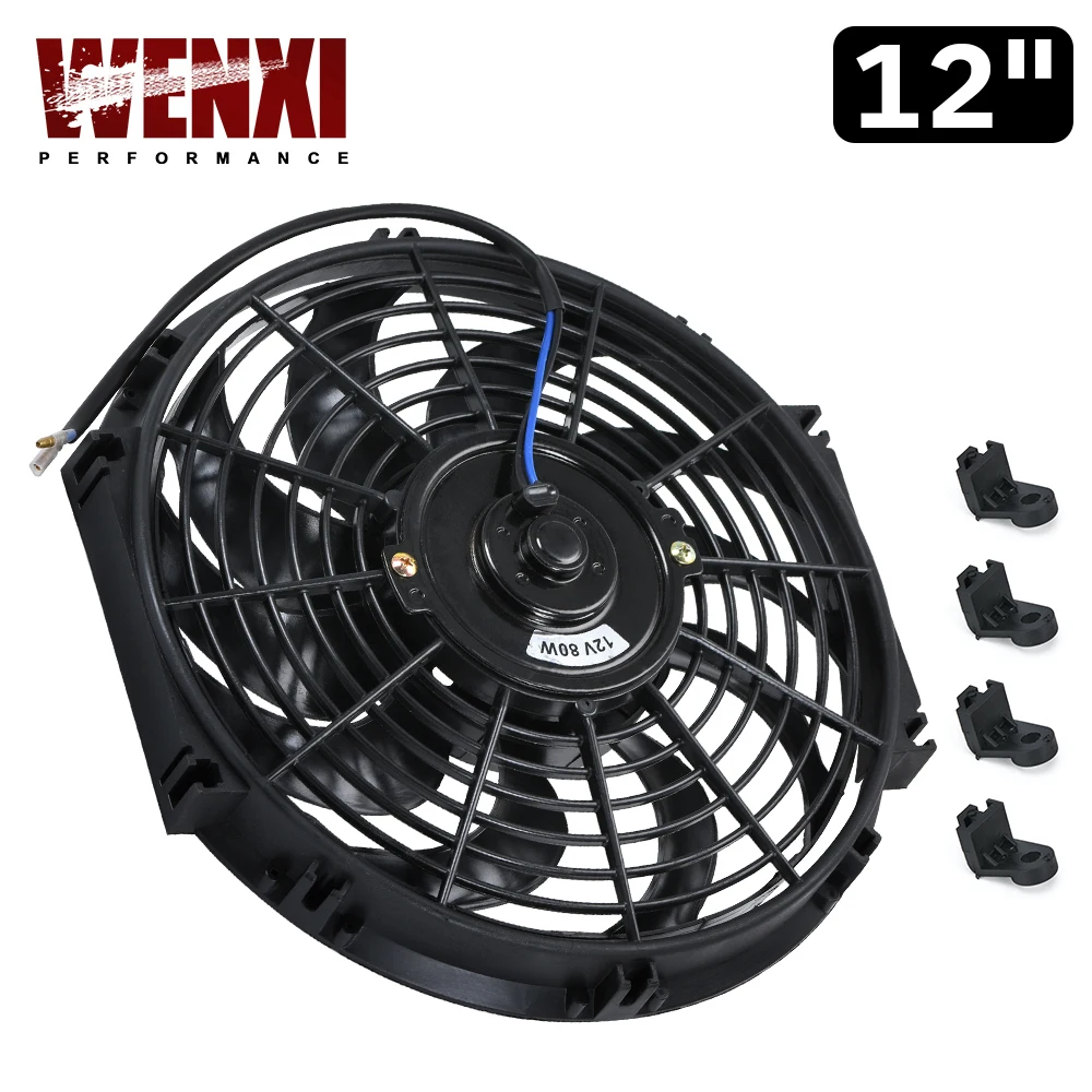 12 Inch Universal 12V 80W Slim Reversible Electric Radiator AUTO FAN Push Pull With mounting kit Type S 12\