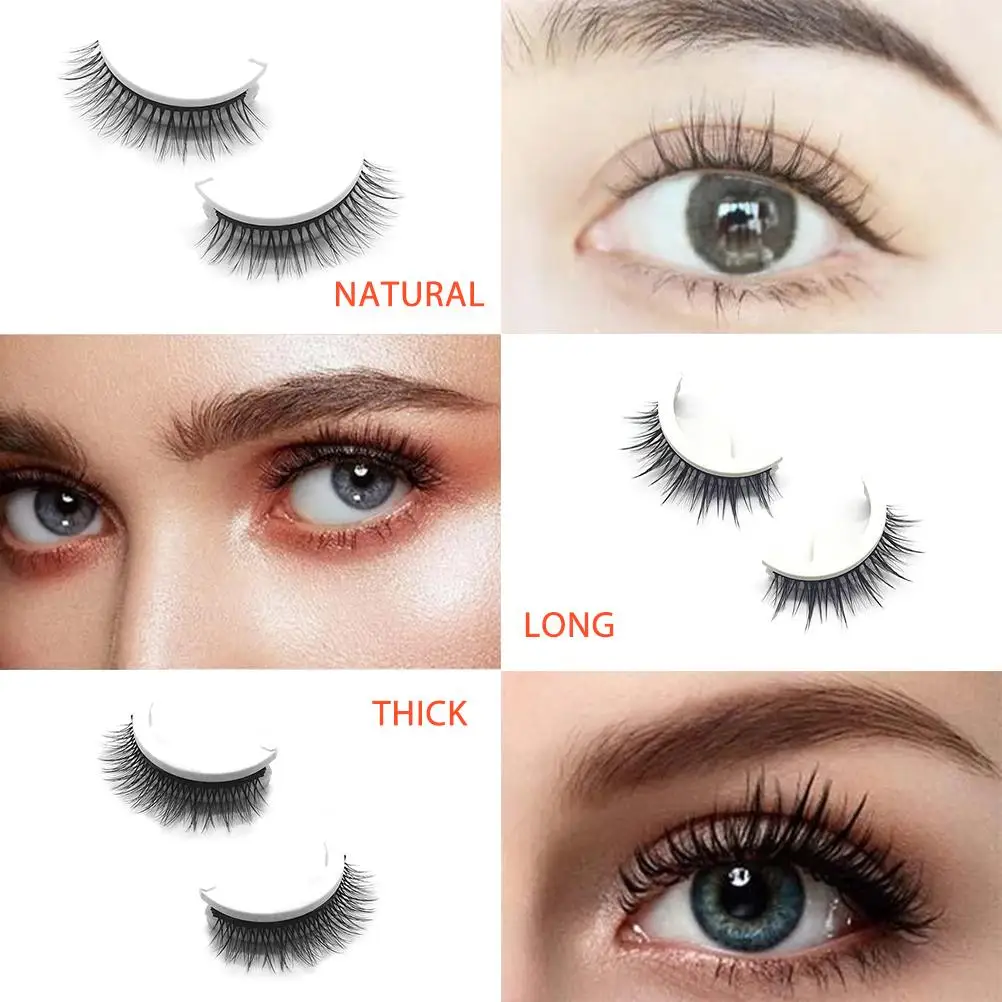 つけまつげ 1 ペア 再利用可能な自己粘着まつげ接着剤 防水つけまつげ ライナーや接着剤は不要