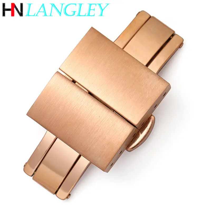 316L Stainless Steel Strap Buckle 16mm 20mm 22mm 24mm Double Press Butterfly Button Free Spring Bar Tools Pins Watch Accessories